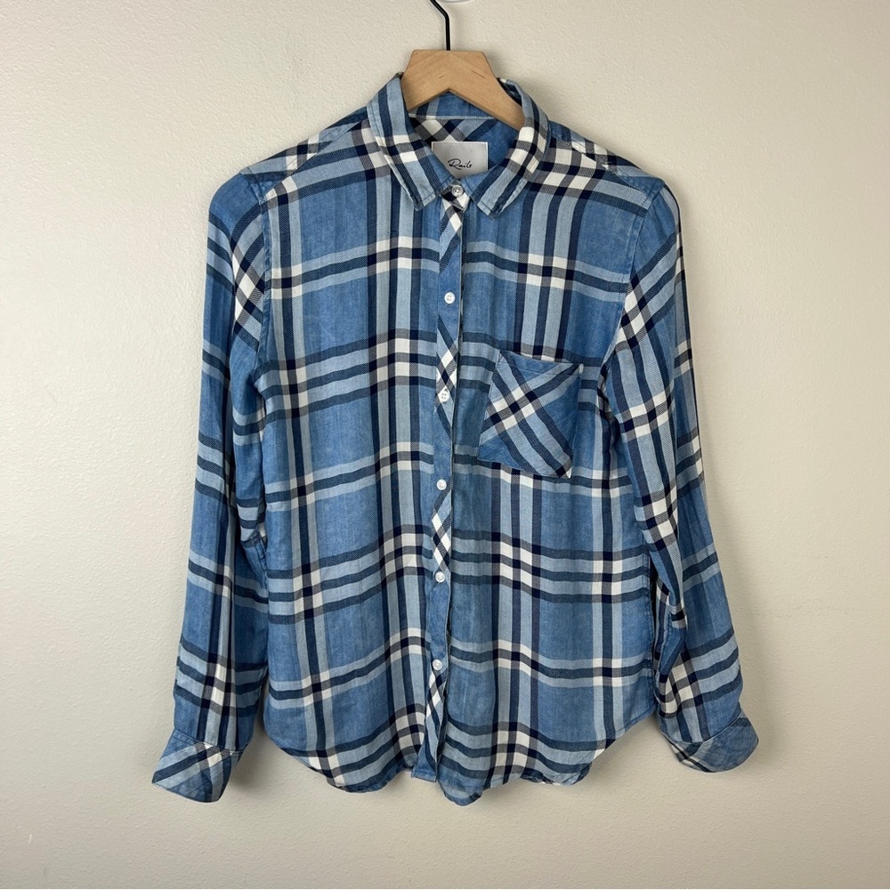 Rails Hunter Lapis White Black Button Up Shirt - image 2